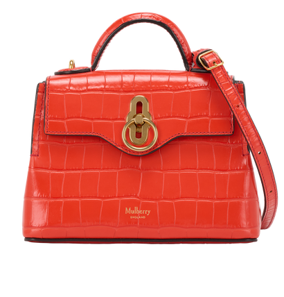 Micro Seaton Croc Embossed Bag, &pound;330, Handbags, Orange, Leather, Front view